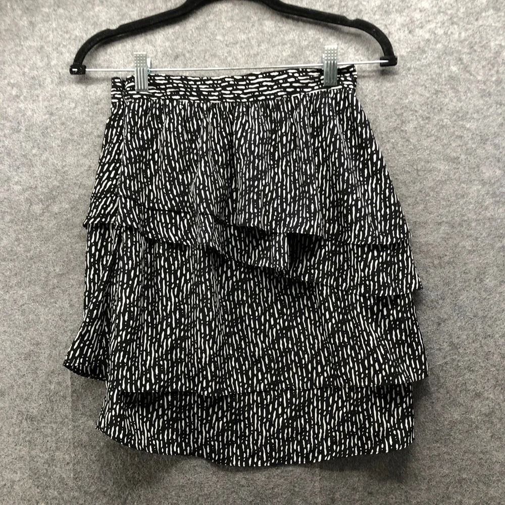 Vintage Y2K Hanna Grace Black White Tiered Ruffle Mini Skirt S Indie Sleaze Punk